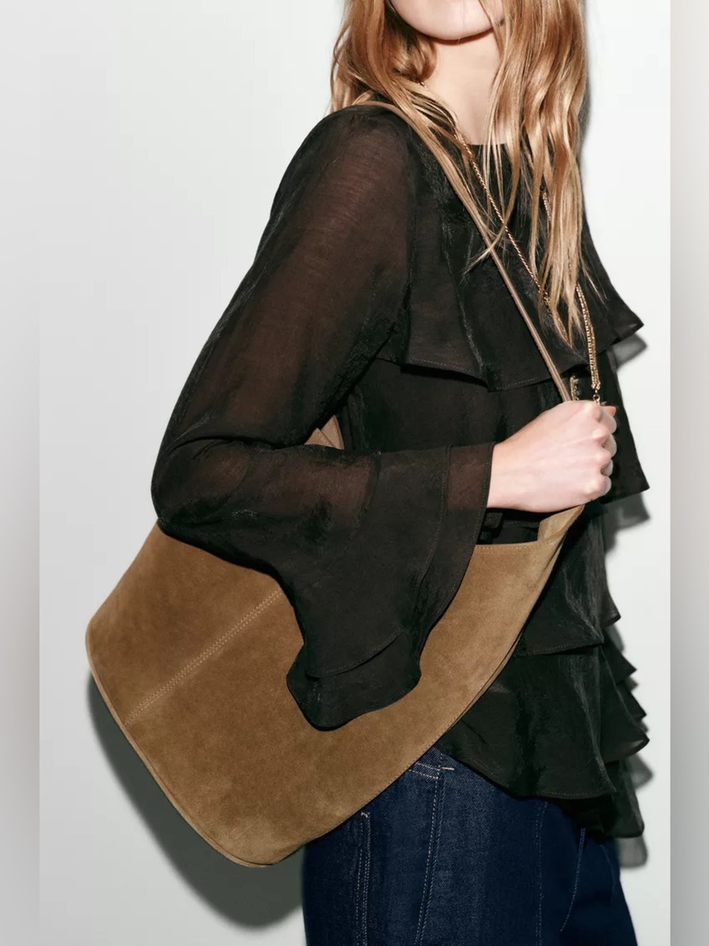 ZARA ASYMMETRIC LEATHER BUCKET BAG - Picture 7 of 9